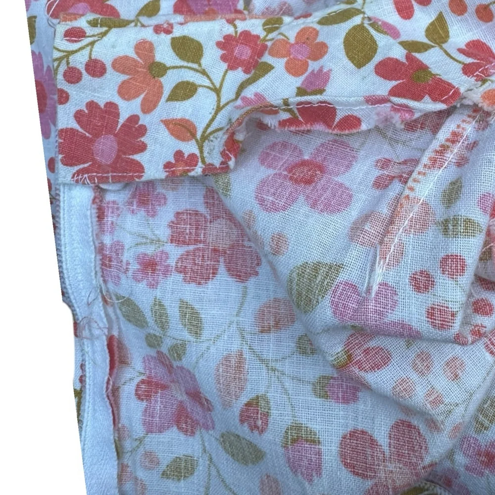 Vintage 60s Floral Tunic Top Mod Sleeveless Pink Cottagecore Boho M 8 10 Flowers - Picture 9 of 11
